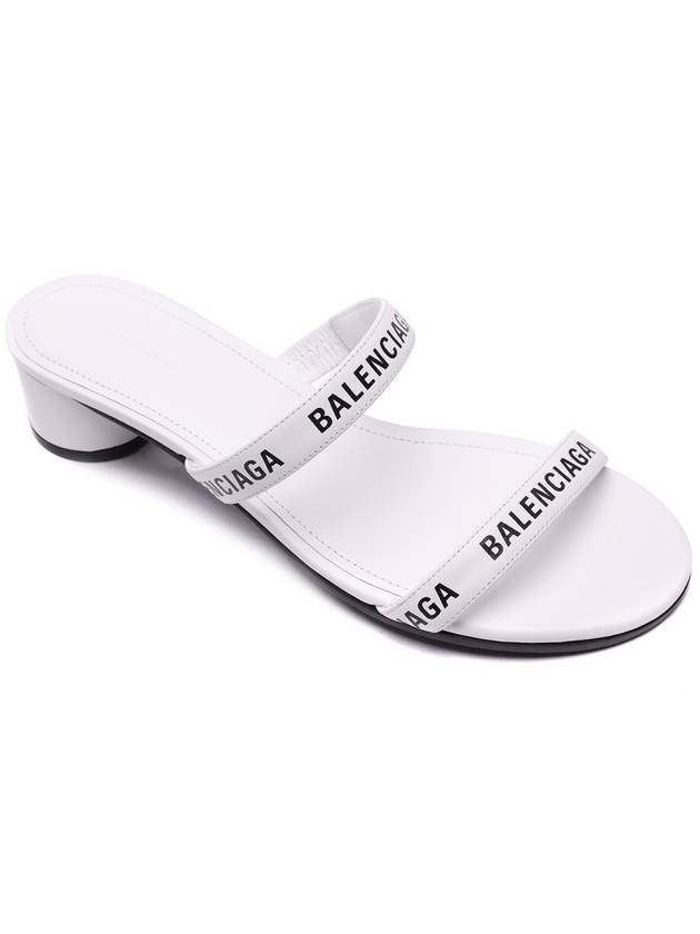 Women's Logo Round Sandals Heel White - BALENCIAGA - BALAAN.