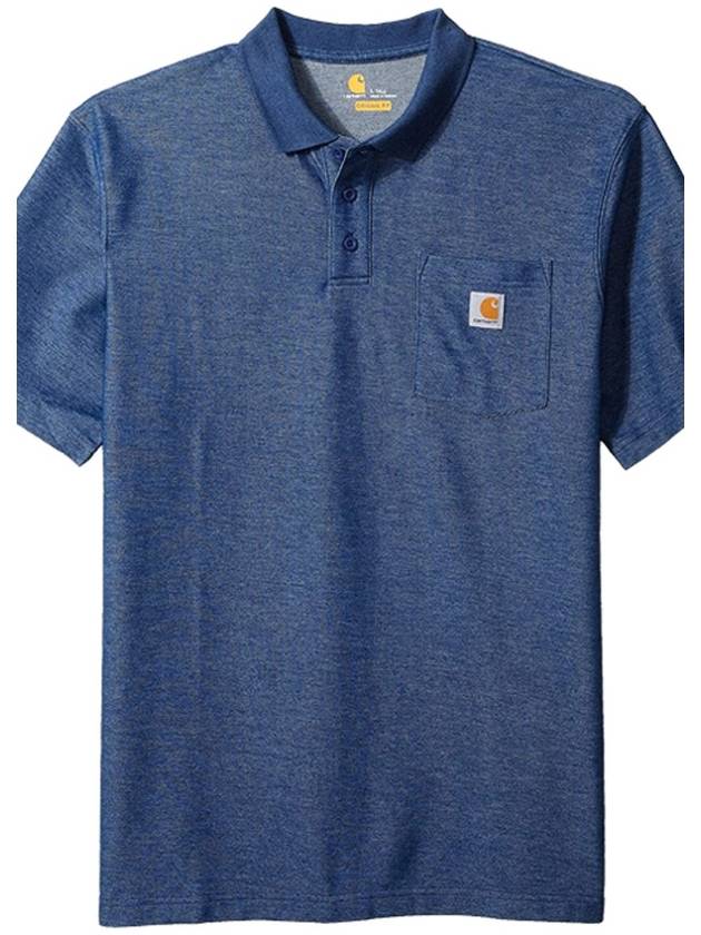 Polo short sleeve t shirt dark cobalt blue heather K570 413 - CARHARTT - BALAAN 4