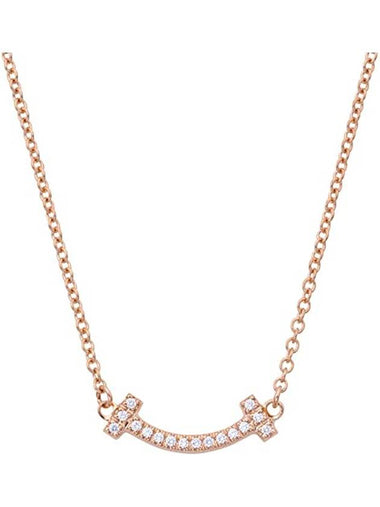 Mini Smile Pendant Diamond Necklace Rose Gold - TIFFANY & CO. - BALAAN 1