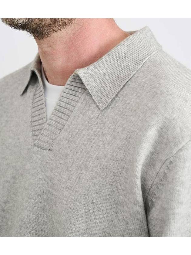 Wool Blend Open Collar Sweater Grey - BLACKBROWN - BALAAN 4