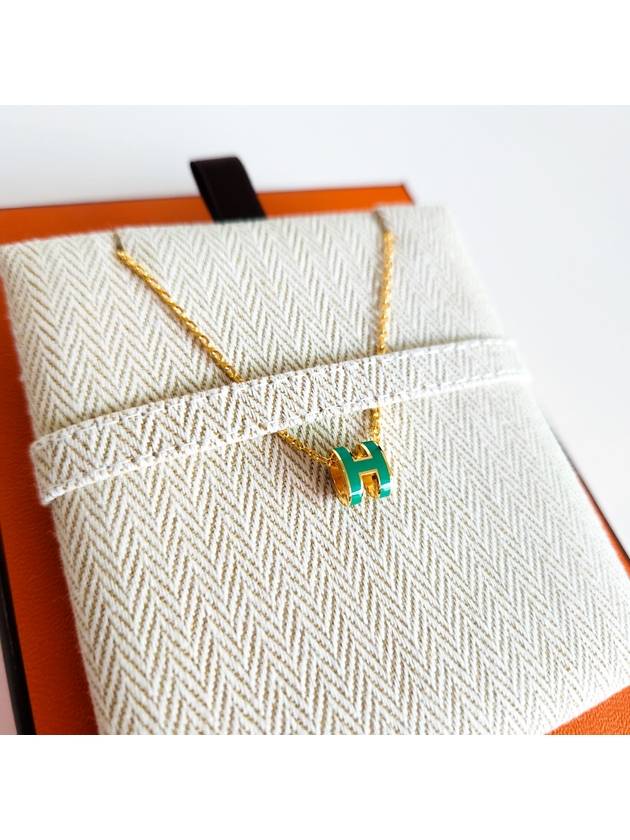 Mini Pop H Pendant Necklace Gold Malachite - HERMES - BALAAN 4