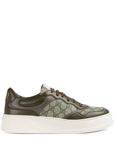 Men's GG Supreme Canvas Low Top Sneakers Green - GUCCI - BALAAN 1