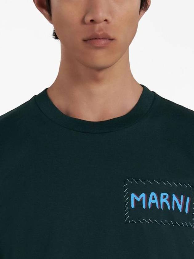 Stitch Logo Short Sleeve T-Shirt Green - MARNI - BALAAN 5