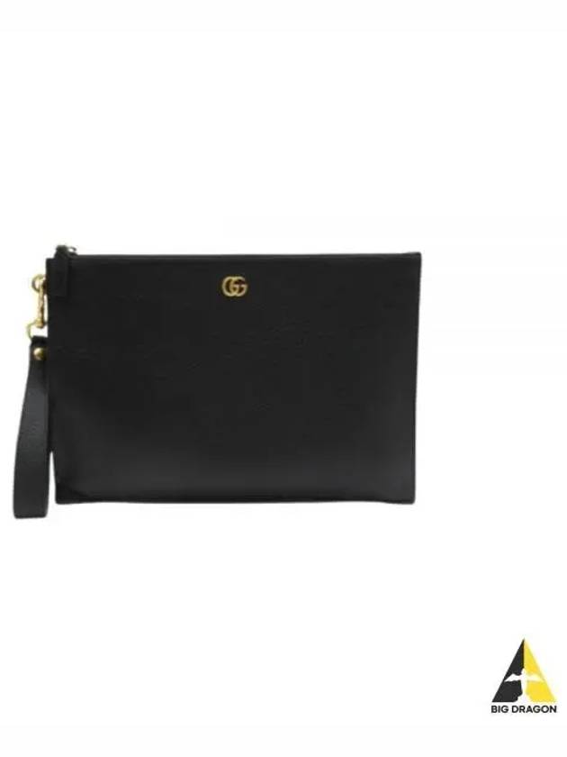 GG Marmont leather strap clutch bag black - GUCCI - BALAAN 2