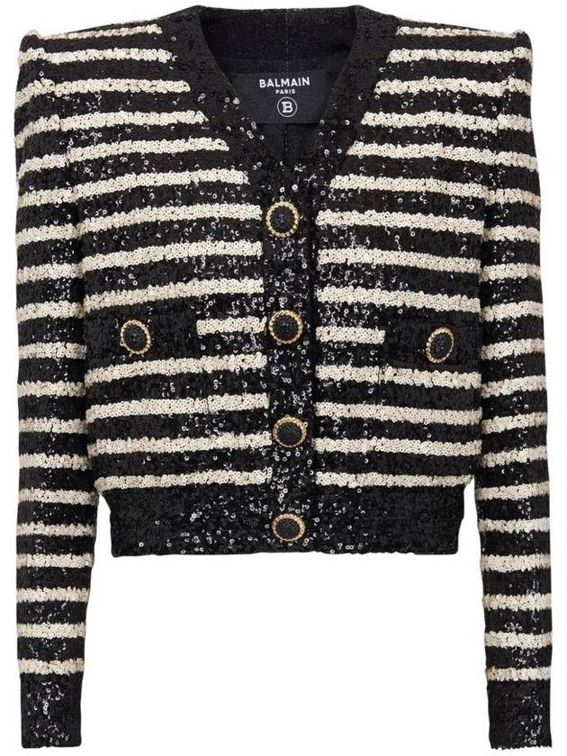 Balmain Striped Jacket With Sequins Clothing - BALMAIN - BALAAN 1