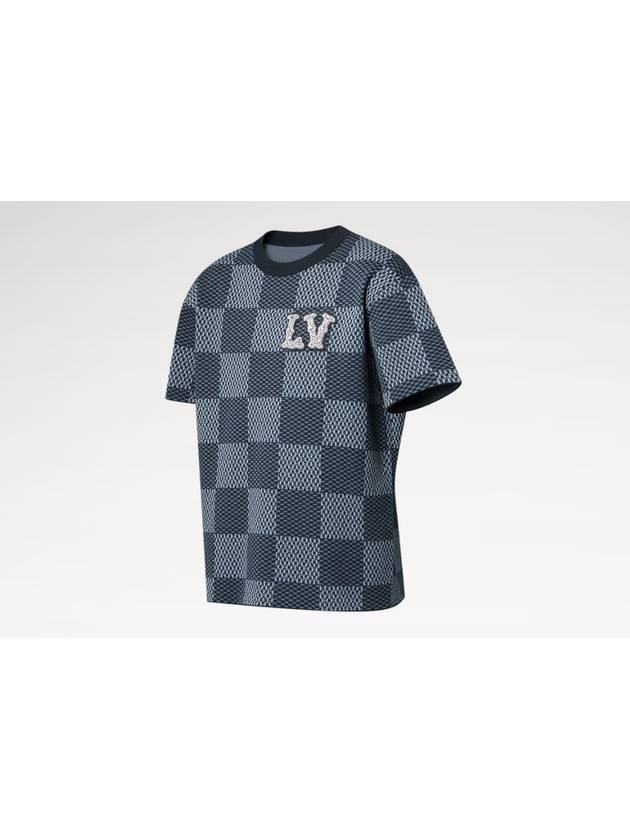 1AGHTG Damier short sleeved crew neck with LV crystal patch - LOUIS VUITTON - BALAAN 2