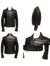 Leather Biker Rider Padding Jacket Black SH18257 - BALMAIN - BALAAN 9