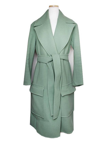 Mint green wool blend belted coat 66 - CELINE - BALAAN 1