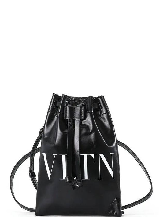 VLTN Logo Shiny Leather Crossbody Bag Black - VALENTINO - BALAAN 2