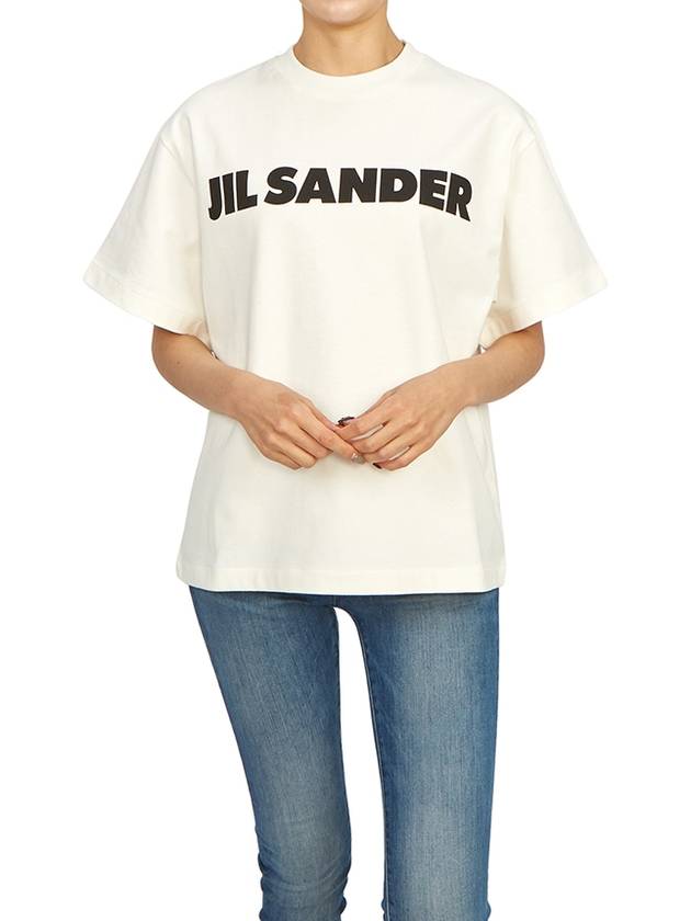 Logo Round Short Sleeve T-Shirt Natural - JIL SANDER - BALAAN 6