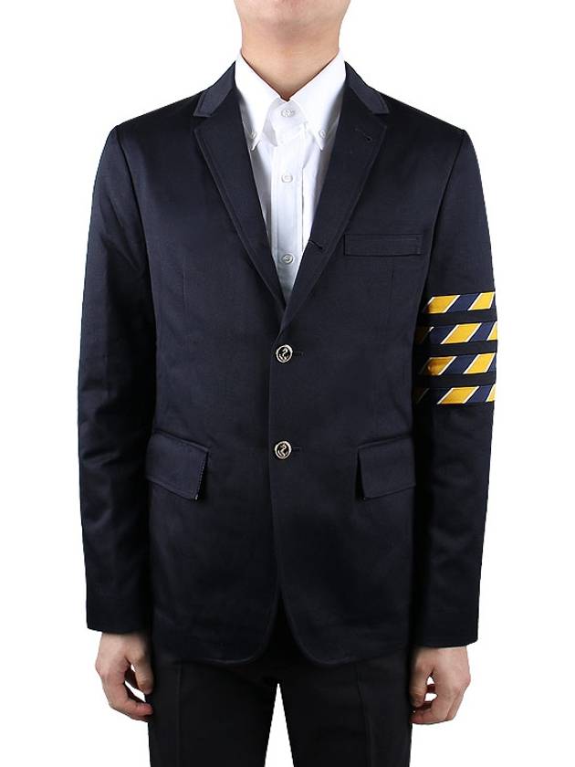 4 Bar Unconstructed Cotton Twill Classic Sports Jacket Navy - THOM BROWNE - BALAAN 2