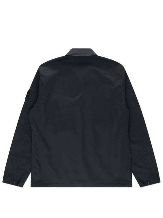 Garment Dyed Stretch Cotton Overshirt Black - STONE ISLAND - BALAAN 3