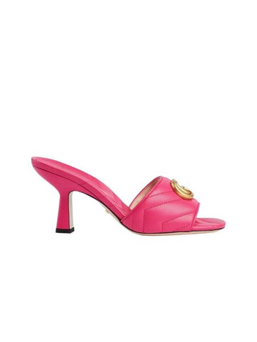 Double G Leather Slide Sandals Fuchsia - GUCCI - BALAAN 1