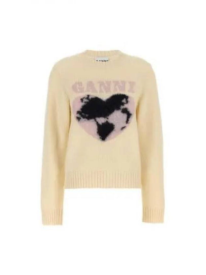 Heart Intarsia Knit Top Egret - GANNI - BALAAN 2