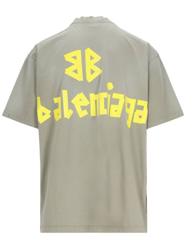 Tape Type Logo Medium Fit Short Sleeve T-Shirt Green - BALENCIAGA - BALAAN 3