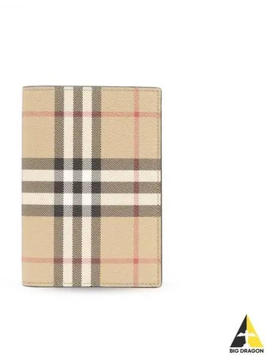 Checked Leather Passport Wallet Beige - BURBERRY - BALAAN 2