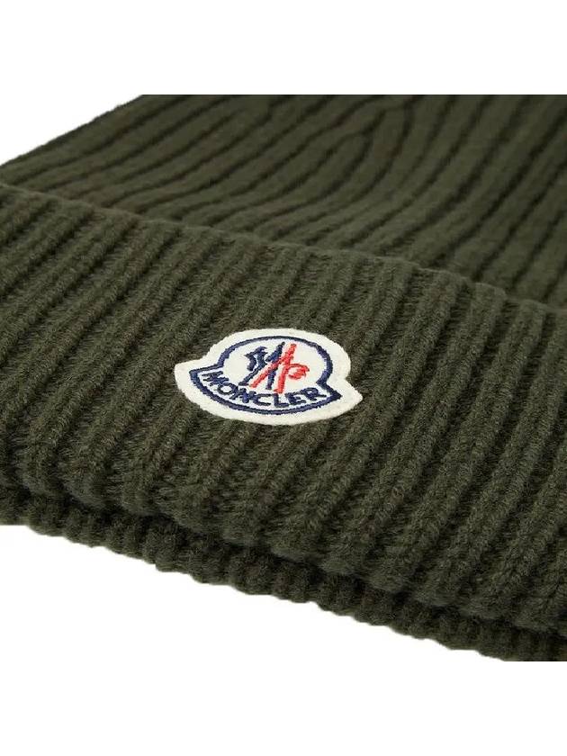 logo patch wool beanie khaki - MONCLER - BALAAN.