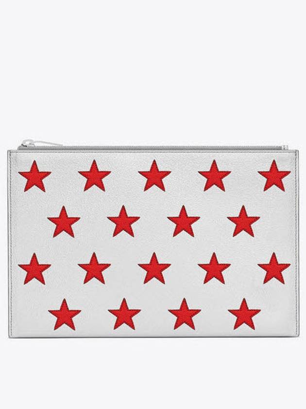 Red Star Point Clutch Bag Silver - SAINT LAURENT - BALAAN 2