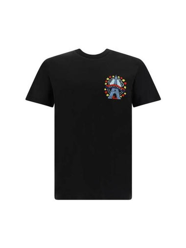 Drawn Varsity Embroidered Slim Cotton Short Sleeve T-shirt Black - KENZO - BALAAN 1