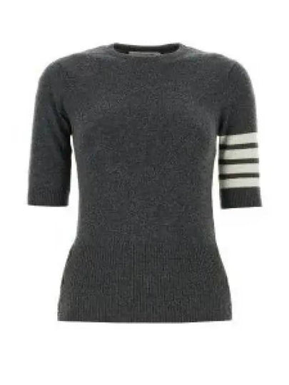 Women's Cashmere Striped Short Sleeve Knit Top Grey - THOM BROWNE - BALAAN 2