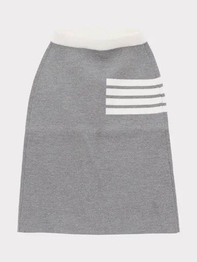 Double Face Merino 4 Bar A Line Skirt Light Grey - THOM BROWNE - BALAAN 2