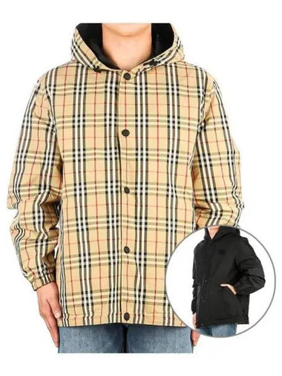 Reversible Check Nylon Hooded Jacket Black Beige - BURBERRY - BALAAN 2