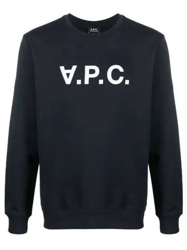 Men's VPC Logo Print Crew Neck Sweatshirt Navy - A.P.C. - BALAAN 2