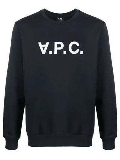 Men's VPC Logo Print Crew Neck Sweatshirt Navy - A.P.C. - BALAAN 2