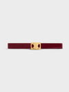 Medium reversible frame Triomphe belt Taurillon natural calfskin light burgundy white cotton - CELINE - BALAAN 2