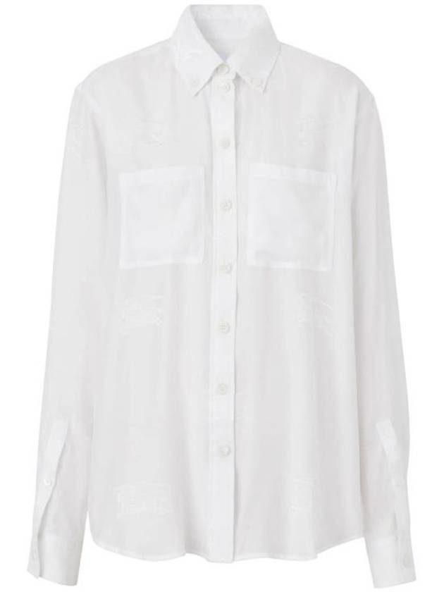 Women's EKD Jacquard Oversized Silk Shirt Optic White - BURBERRY - BALAAN 2