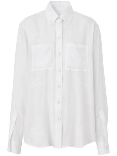 Women's EKD Jacquard Oversized Silk Shirt Optic White - BURBERRY - BALAAN 2