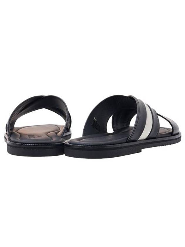 Jabil Leather Slippers Black White - BALLY - BALAAN 4