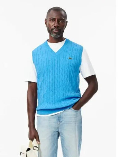 Men s Cable V Neck Vest AH3132 54N 4XA Domestic Product GQ2N24090541767 - LACOSTE - BALAAN 1