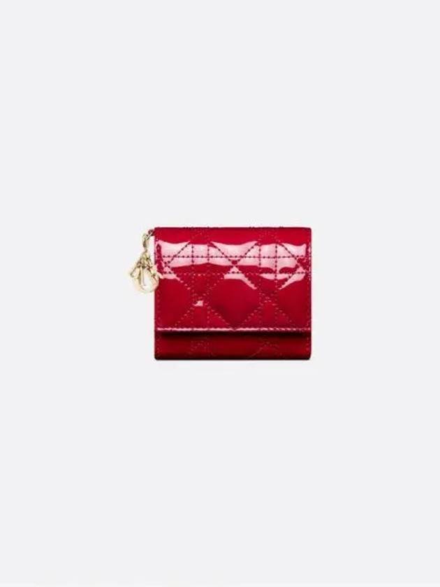 Lady Lotus Wallet Patent Cannage Calfskin Cherry Red - DIOR - BALAAN 2