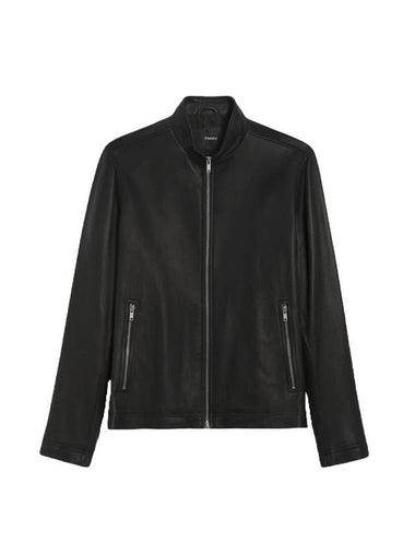 Men's Morvek Leather Zip-Up Jacket Black - THEORY - BALAAN 1