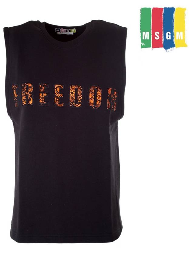 Freedom Print Cotton Sleeveless Black - MSGM - BALAAN 2