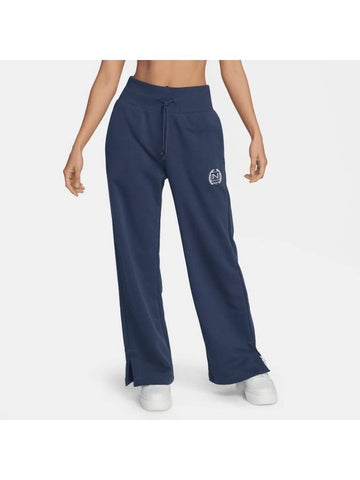 Women's NSW High Waist Wide Leg Fleece Pants Navy - NIKE - BALAAN 1