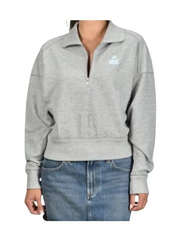 Ross Stand-Up Collar Short Cotton Sweatshirt Grey Ice Blue - ISABEL MARANT - BALAAN 2