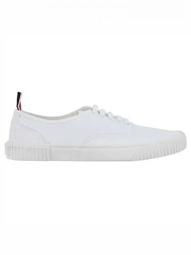 Rubber Sole Heritage Canvas Low Top Sneakers White - THOM BROWNE - BALAAN 2