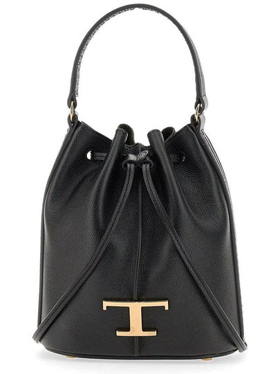 T Timeless Leather Micro Logo Bucket Bag Black - TOD'S - BALAAN 2