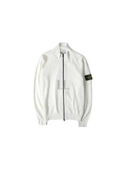 Wappen Patch Cotton Zip-Up Cardigan White - STONE ISLAND - BALAAN 2