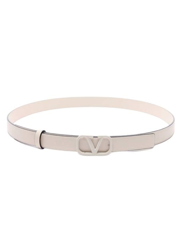 V Logo Signature Leather Belt Ivory - VALENTINO - BALAAN 1