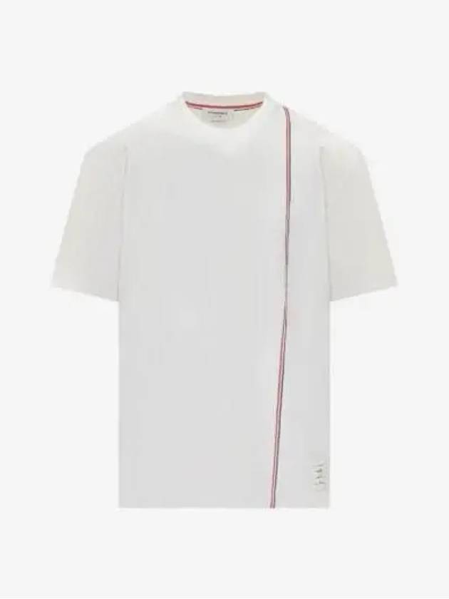 RWB Stripe Cotton Short Sleeve T-shirt White - THOM BROWNE - BALAAN 3