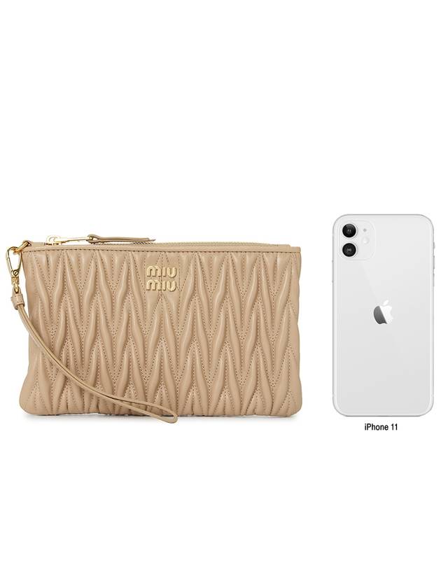 Matelasse leather clutch bag beige - MIU MIU - BALAAN 10