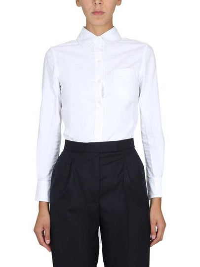 RWB Back Stripe Round Collar Classic Oxford Shirt White - THOM BROWNE - BALAAN 2