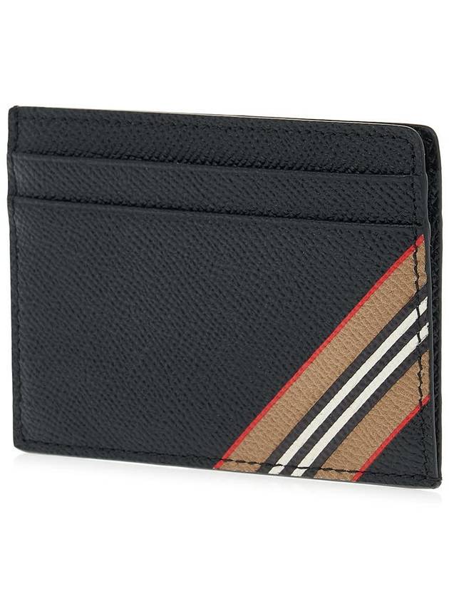 Icon Stripe Grainy Leather Card Wallet Black - BURBERRY - BALAAN 3