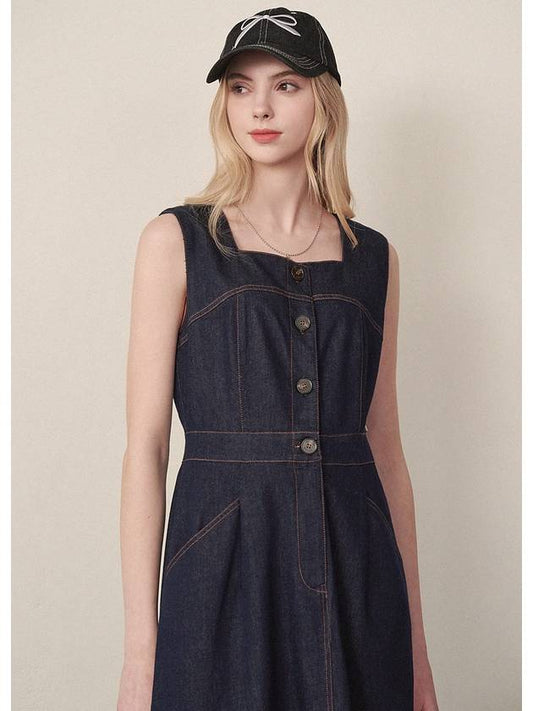 Verbena Denim Sleeveless Long Dress Navy - MICANE - BALAAN 2