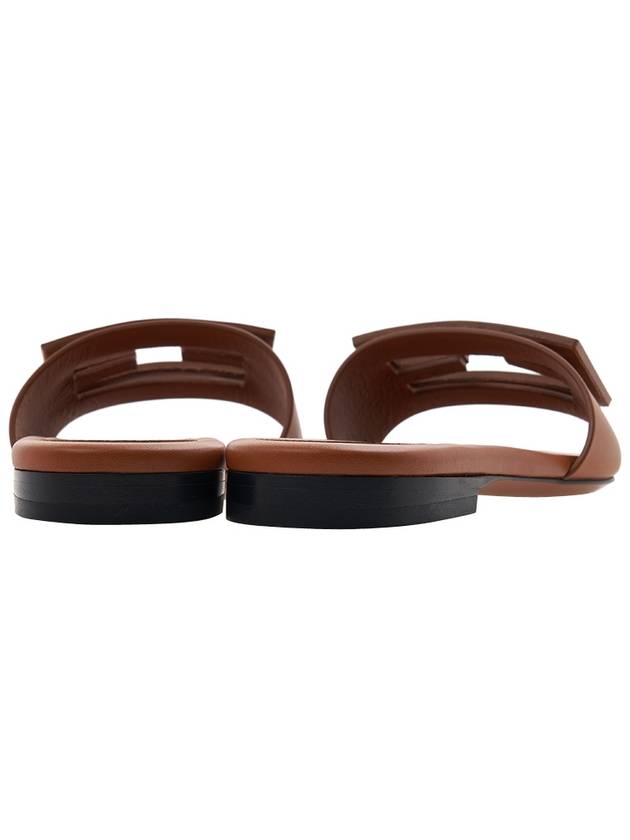 Baguette FF Logo Leather Slippers Brown - FENDI - BALAAN 5