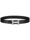 H buckle leather belt black silver 32mm - HERMES - BALAAN 3