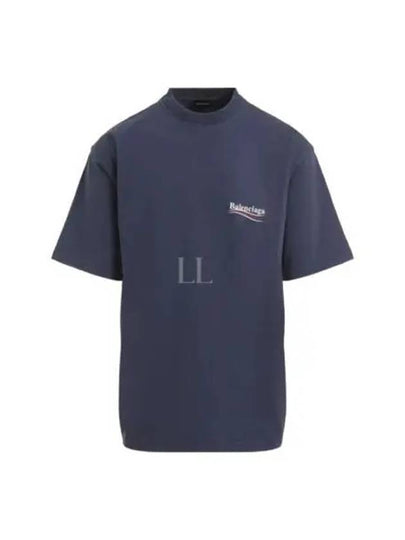 Political Campaign Logo Print Short Sleeve T-Shirt Washed Blue - BALENCIAGA - BALAAN 2